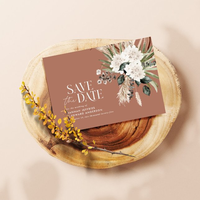 Modern rustic pampas eucalyptus botanical elegant  save the date (Creator Uploaded)