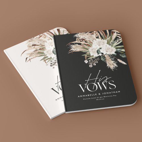 Modern rustic pampas eucalyptus botanical his vows extra large moleskine notebook