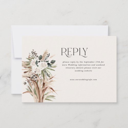 modern rustic pampas eucalyptus wedding  RSVP card