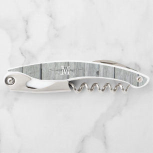 Modern Rustic Pattern Country Monogram Initial Waiter's Corkscrew