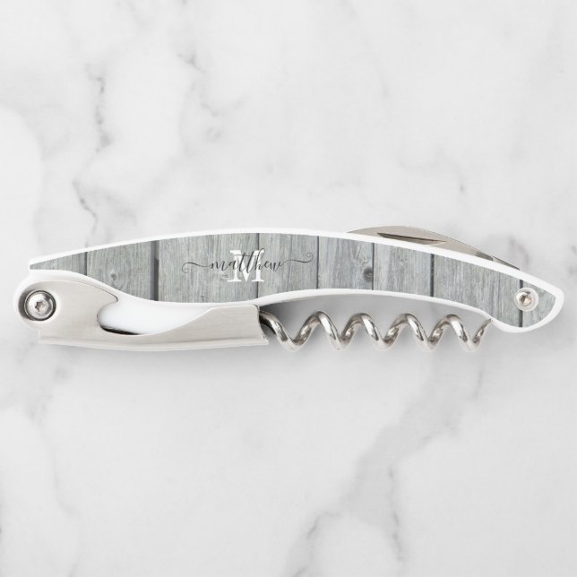 Modern Rustic Pattern Country Monogram Initial  Waiter's Corkscrew (Front)