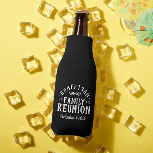 Modern Rustic Personalized Family Reunion  Black Bottle Cooler
