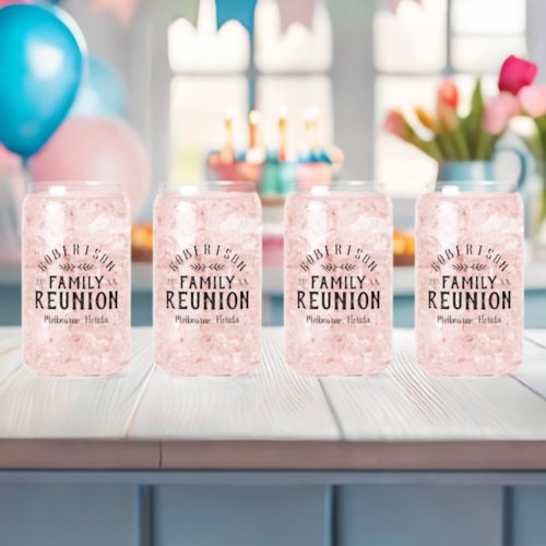 Modern Rustic Personalized Family Reunion Can Glass