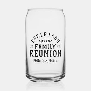 Modern Rustic Personalized Family Reunion Can Glass