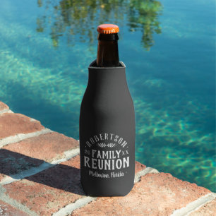 Modern Rustic Personalized Family Reunion   Gray Bottle Cooler