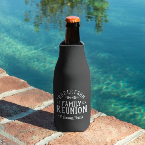 Modern Rustic Personalized Family Reunion  Gray Bottle Cooler