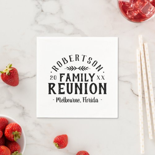 Modern Rustic Personalized Family Reunion Napkins