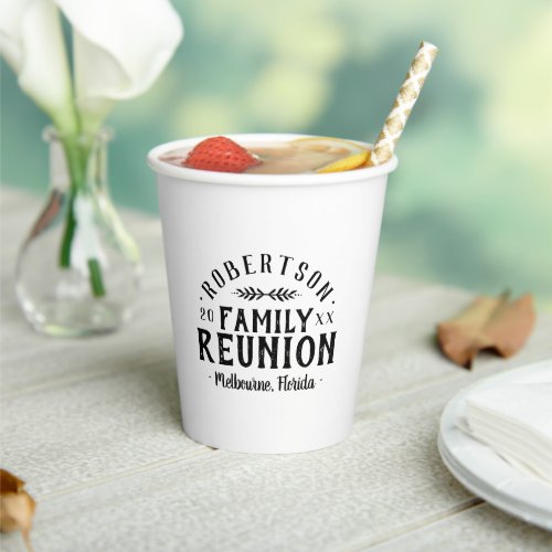 Modern Rustic Personalized Family Reunion Paper Cups