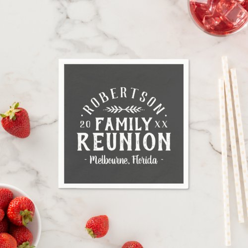 Modern Rustic Personalized Family Reunion Paper Napkins