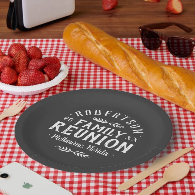 Modern Rustic Personalized Family Reunion Paper Plates (Picnic)