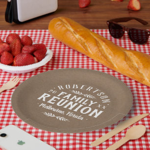 Modern Rustic Personalized Family Reunion Paper Plates