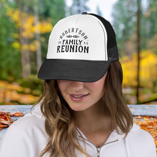 Modern Rustic Personalized Family Reunion Trucker Hat