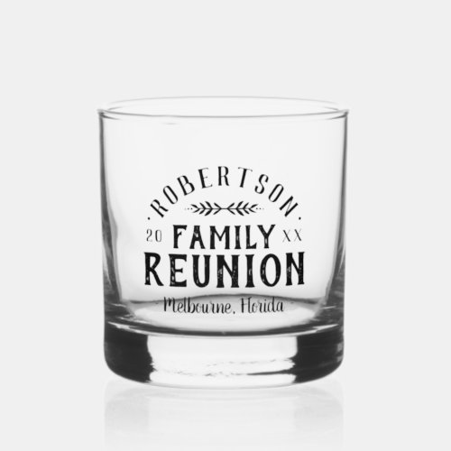 Modern Rustic Personalized Family Reunion Whiskey Glass