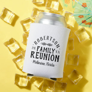 Modern Rustic Personalized Family Reunion White Can Cooler