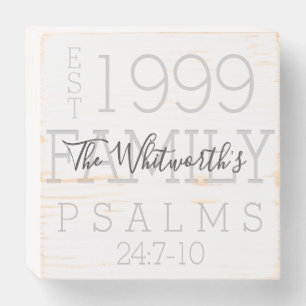 Modern Rustic Personalized Family Scripture Custom Wooden Box Sign