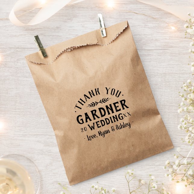 Modern Rustic Personalized Wedding Favor Bags (Clipped)