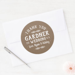 Modern Rustic Personalized Wedding Favor Stickers | Zazzle