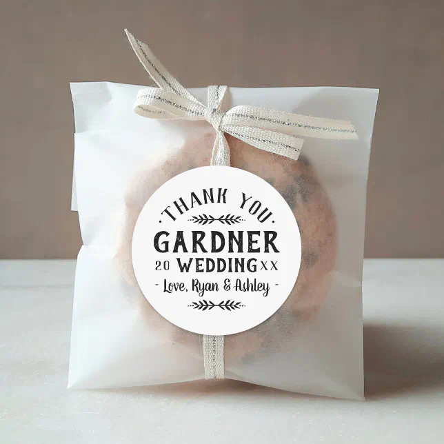Modern Rustic Personalized Wedding Favor Stickers | Zazzle