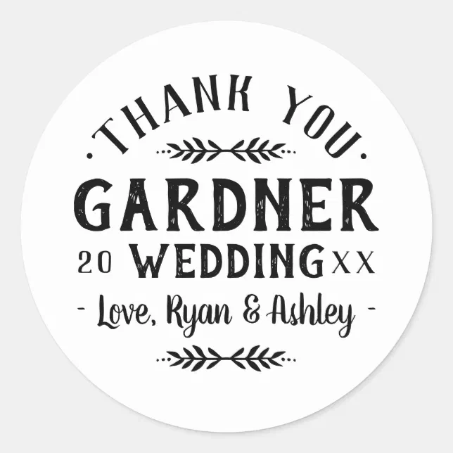 Modern Rustic Personalized Wedding Favor Stickers | Zazzle
