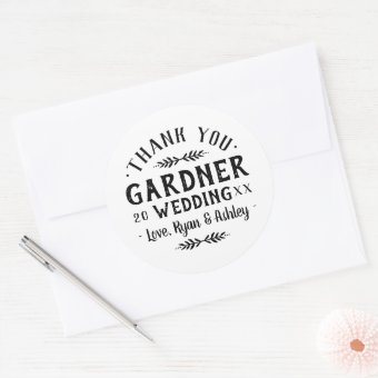 Modern Rustic Personalized Wedding Favor Stickers | Zazzle