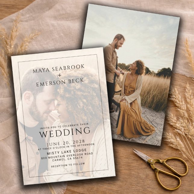 Modern Rustic Photo Overlay Wedding Invitation (Creator Uploaded)