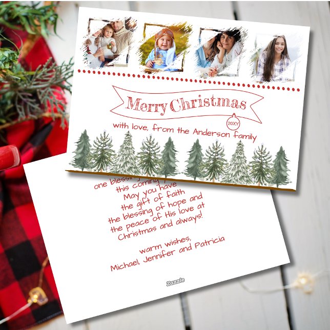 Modern Rustic Pine Family Photo Merry Christmas Holiday Card (Creator Uploaded)