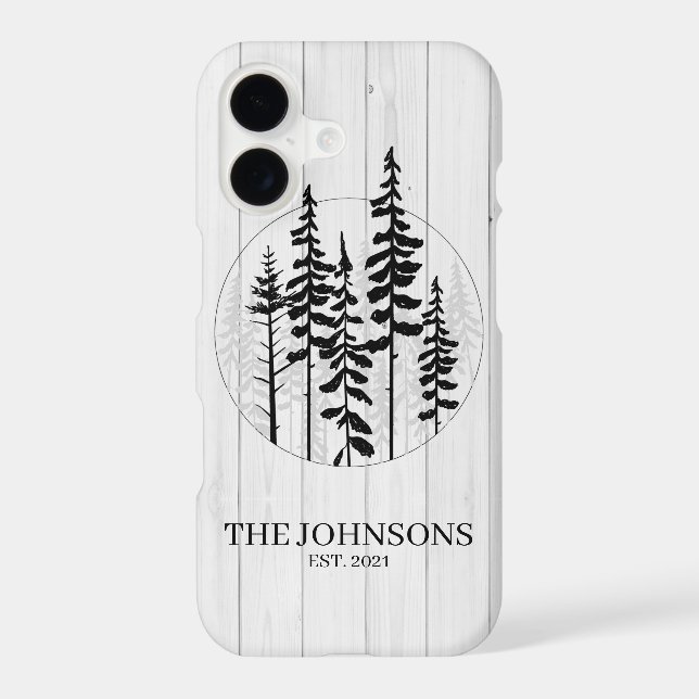 Modern Rustic Pine Tree Farmhouse Iphone Case (Back)
