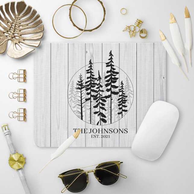 Modern Rustic Pine Tree Farmhouse Mouse Pad (Creator Uploaded)