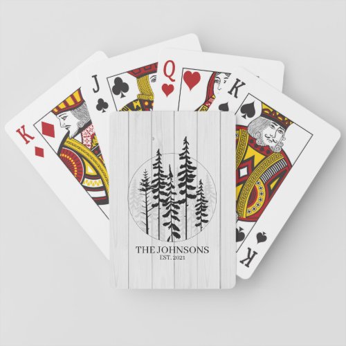 Modern Rustic Pine Tree Farmhouse Playing Cards