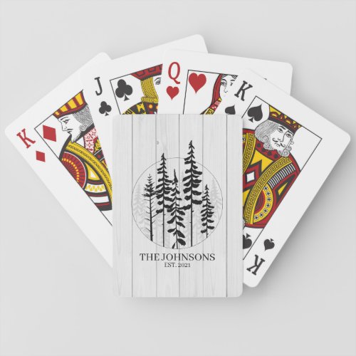 Modern Rustic Pine Tree Farmhouse Poker Cards