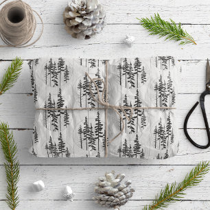 Modern Rustic Pine Tree Farmhouse Wrapping Paper