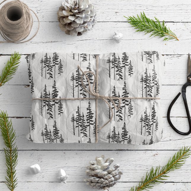 Modern Rustic Pine Tree Farmhouse Wrapping Paper (Creator Uploaded)