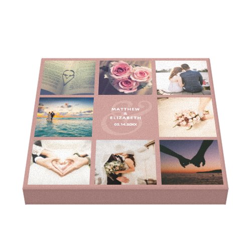 Modern Rustic Pink Ampersand Wedding Photo Collage