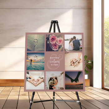 Modern Rustic Pink Ampersand Wedding Photo Collage Foam Board by littleteapotdesigns at Zazzle