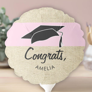 Modern Rustic Pink Congrats Graduation Balloon
