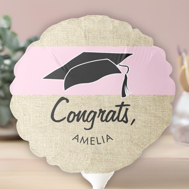 Modern Rustic Pink Congrats Graduation Balloon (Creator Uploaded)