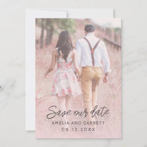 Modern Rustic Pink Overlay Add Your Photo Save The Date