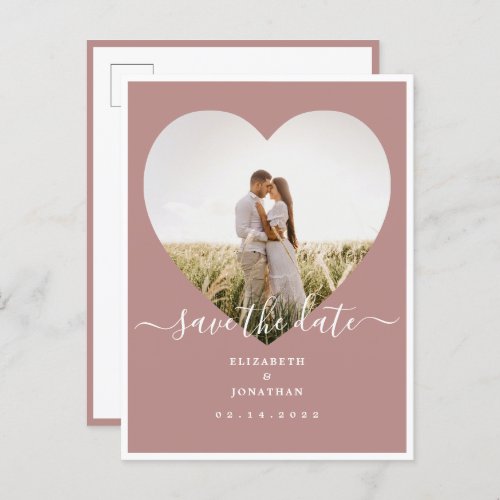 Modern Rustic Pink Photo Wedding Save The Date Announcement Postcard