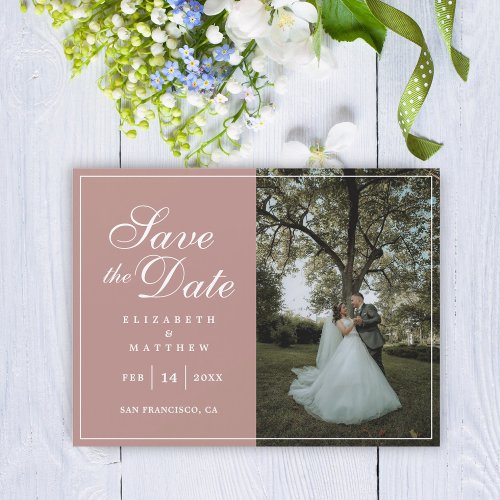 Modern Rustic Pink Wedding Photo Save The Date