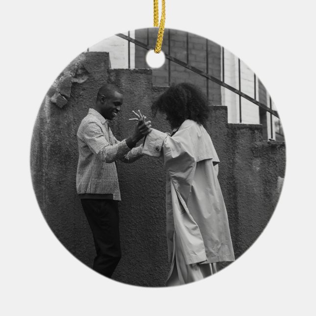 Modern Rustic Plaid Christmas Ornament Personalize (Front)