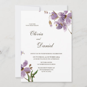 Modern Rustic Purple Flowers Wedding  Invitation