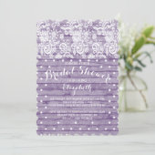 Modern Rustic Purple Lace Bridal Shower Invitation | Zazzle