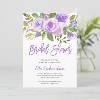 Modern Rustic Purple Wreath Bridal Shower Invitation | Zazzle