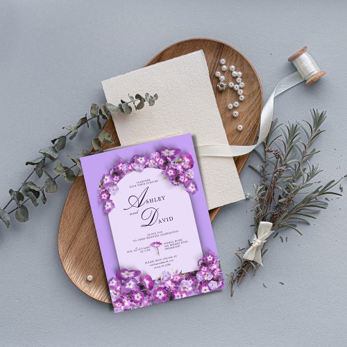 Modern Rustic Purplemoon Lilac Arch Floral Wedding Invitation