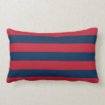 Modern rustic red navy blue horizontal stripes lumbar pillow<br><div class="desc">Modern rustic red navy blue horizontal stripes pattern lumbar pillow.</div>