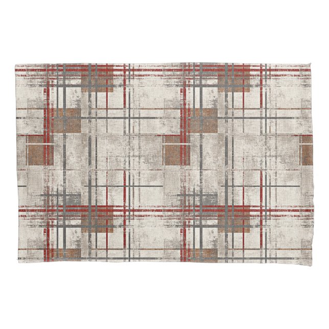 Modern rustic red plaid pillow case (Front)