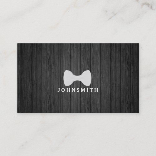 Modern Rustic  Refined Mens Bow Logo Black Wood Business Card