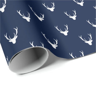 Modern Rustic Reindeer Antlers Christmas Holiday Wrapping Paper