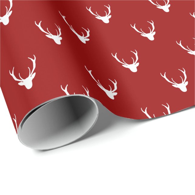 Modern Rustic Reindeer Antlers Christmas Holiday Wrapping Paper (Roll Corner)