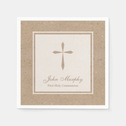 Modern Rustic Religious Cross Personalized Napkins